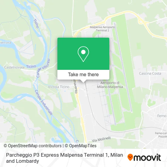 P3 Express Parking Malpensa Terminal 1 map