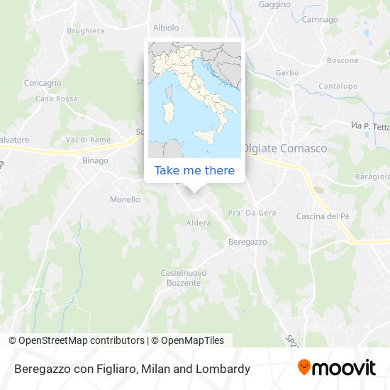 Beregazzo con Figliaro map