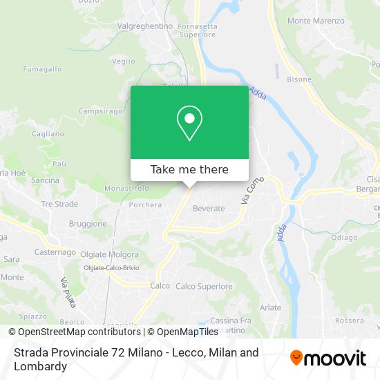 Strada Provinciale 72 Milano - Lecco map