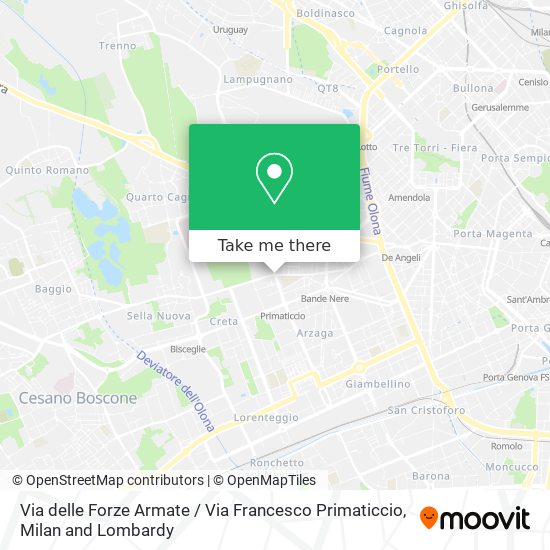 Via delle Forze Armate / Via Francesco Primaticcio map