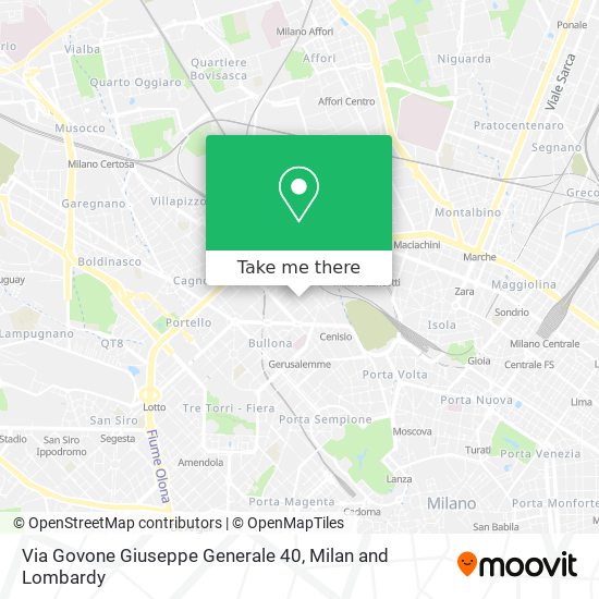 Via Govone Giuseppe Generale 40 map