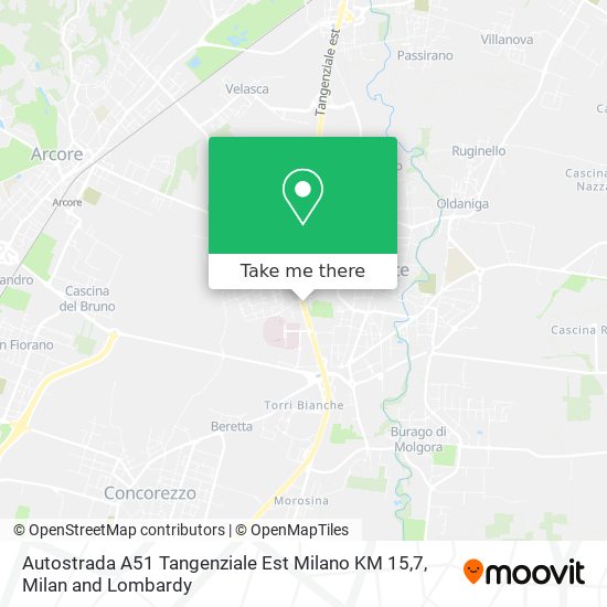 Autostrada A51 Tangenziale Est Milano KM 15,7 map