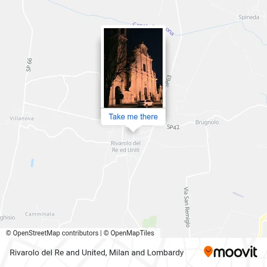 Rivarolo del Re and United map