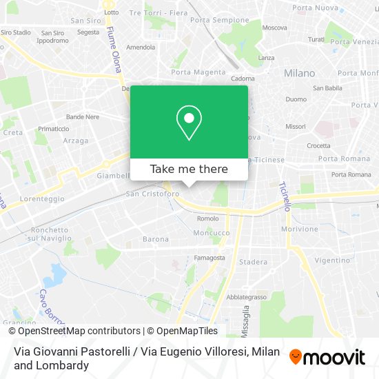 Via Giovanni Pastorelli / Via Eugenio Villoresi map
