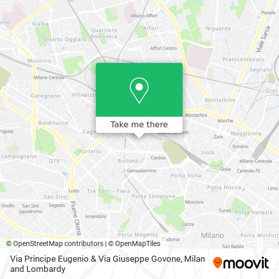 Via Principe Eugenio & Via Giuseppe Govone map