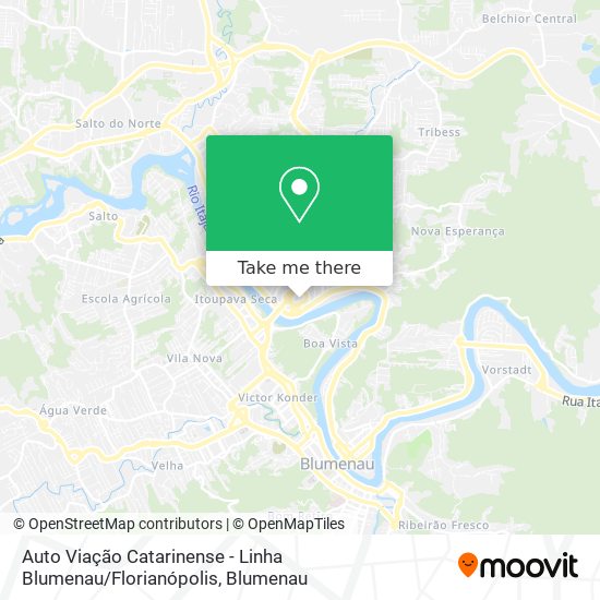 Mapa Auto Viação Catarinense - Linha Blumenau / Florianópolis