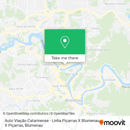 Mapa Auto Viação Catarinense - Linha Piçarras X Blumenau X Piçarras