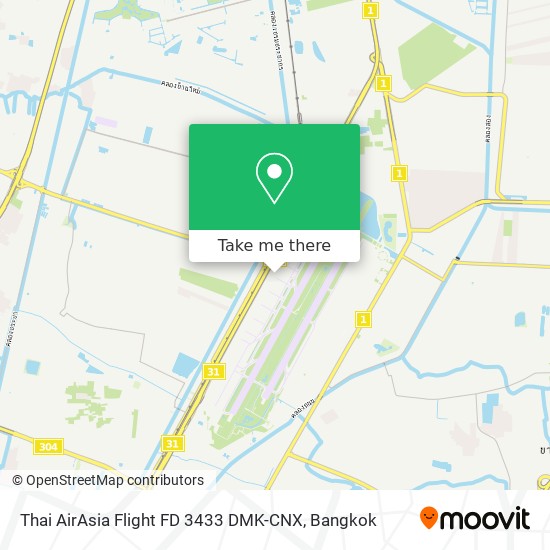 Thai AirAsia Flight FD 3433 DMK-CNX map
