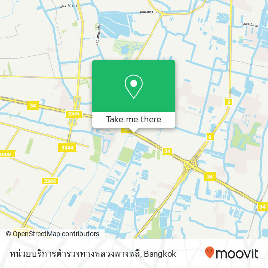 หน่วยบริการตำรวจทางหลวงพางพลี map