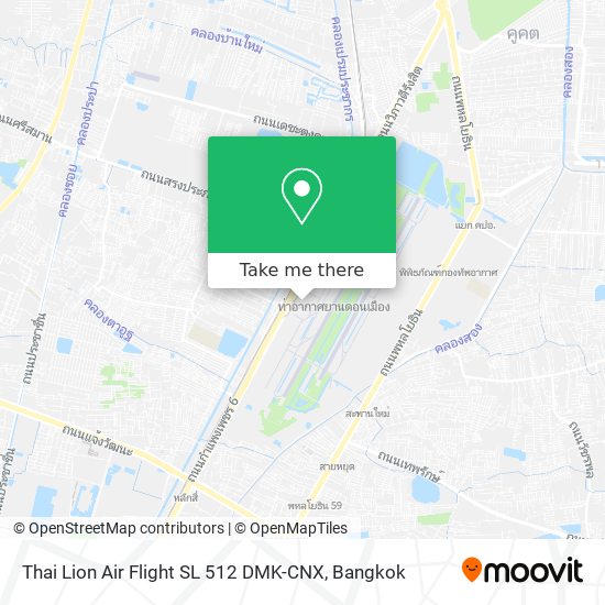 Thai Lion Air Flight SL 512 DMK-CNX map