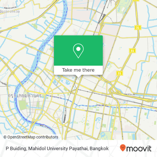 P Buiding, Mahidol University Payathai map