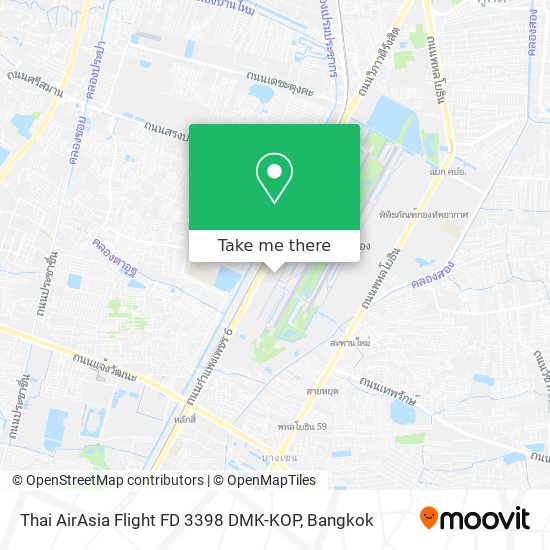 Thai AirAsia Flight FD 3398 DMK-KOP map
