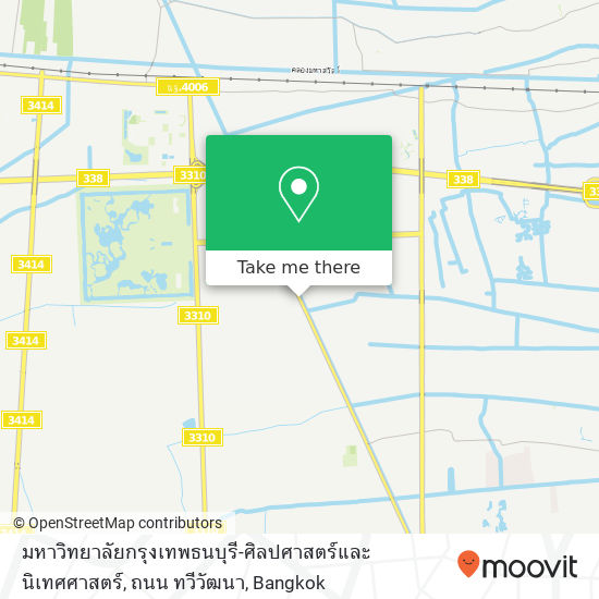 มหาวิทยาลัยกรุงเทพธนบุรี-ศิลปศาสตร์และนิเทศศาสตร์, ถนน ทวีวัฒนา map