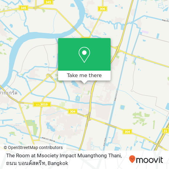 The Room at Msociety Impact Muangthong Thani, ถนน บอนด์สตรีท map