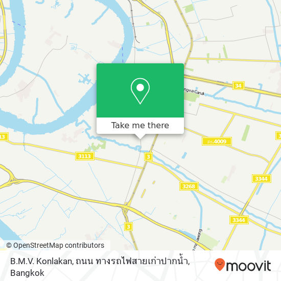 B.M.V. Konlakan, ถนน ทางรถไฟสายเก่าปากน้ำ map