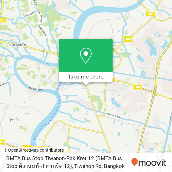 BMTA Bus Stop Tiwanon-Pak Kret 12 (BMTA Bus Stop ติวานนท์-ปากเกร็ด 12), Tiwanon Rd map