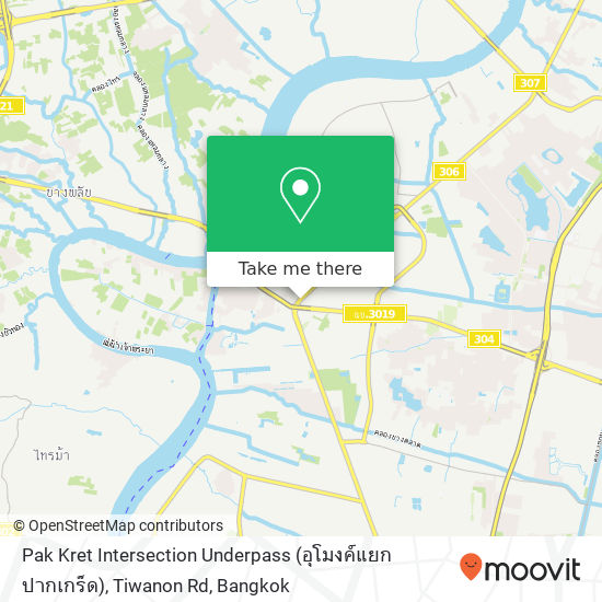 Pak Kret Intersection Underpass (อุโมงค์แยกปากเกร็ด), Tiwanon Rd map