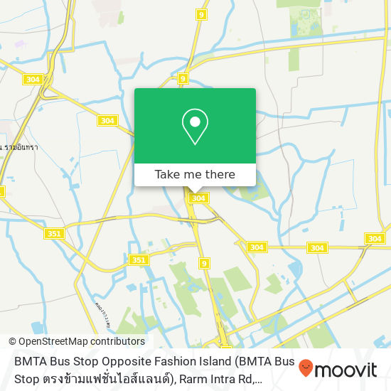 BMTA Bus Stop Opposite Fashion Island (BMTA Bus Stop ตรงข้ามแฟชั่นไอส์แลนด์), Rarm Intra Rd map