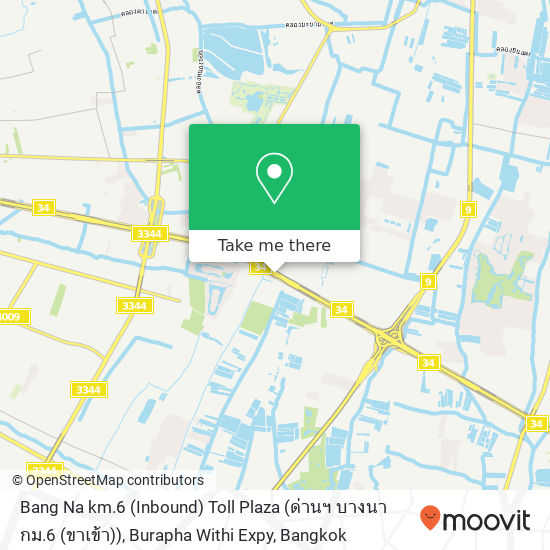 Bang Na km.6 (Inbound) Toll Plaza (ด่านฯ บางนา กม.6 (ขาเข้า)), Burapha Withi Expy map