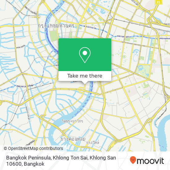 Bangkok Peninsula, Khlong Ton Sai, Khlong San 10600 map