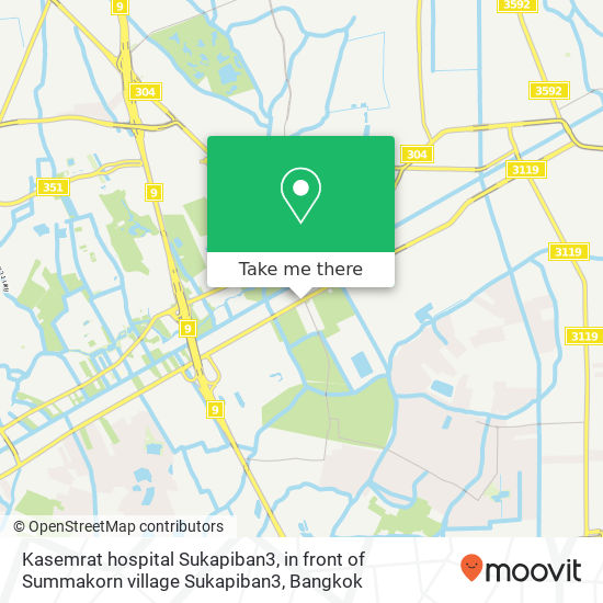 Kasemrat hospital Sukapiban3, in front of Summakorn village Sukapiban3 map