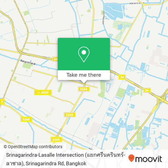 Srinagarindra-Lasalle Intersection (แยกศรีนครินทร์-ลาซาล), Srinagarindra Rd map