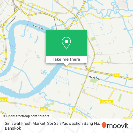 Sinlawat Fresh Market, Soi San Yaowachon Bang Na map