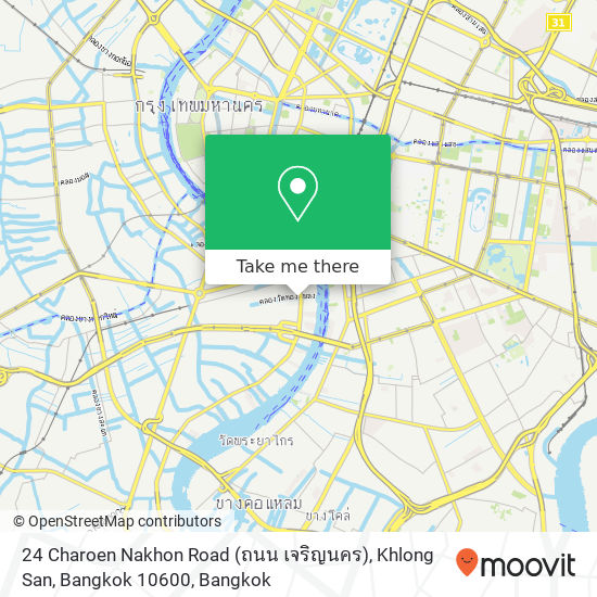 24 Charoen Nakhon Road (ถนน เจริญนคร), Khlong San, Bangkok 10600 map