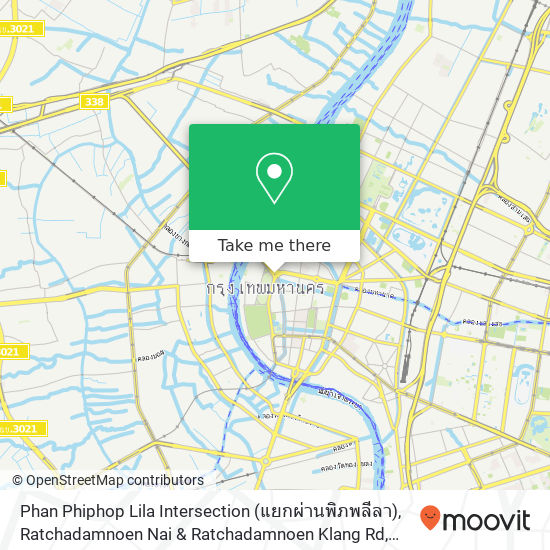 Phan Phiphop Lila Intersection (แยกผ่านพิภพลีลา), Ratchadamnoen Nai & Ratchadamnoen Klang Rd map