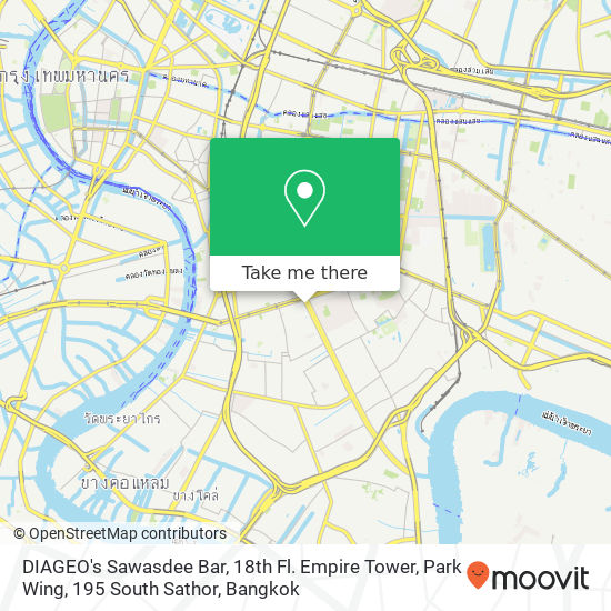 DIAGEO's Sawasdee Bar, 18th Fl. Empire Tower, Park Wing, 195 South Sathor map