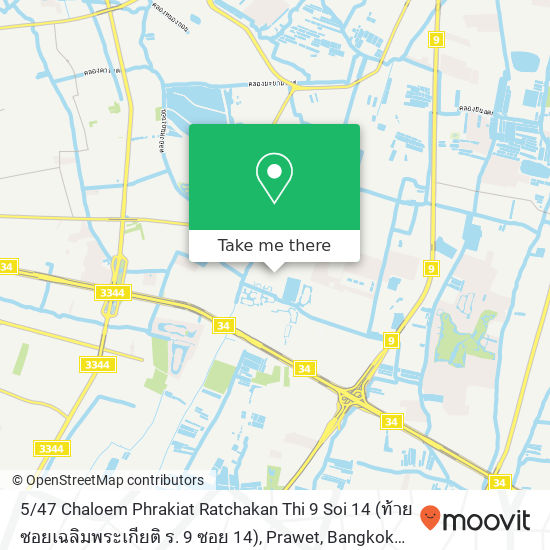 5 / 47 Chaloem Phrakiat Ratchakan Thi 9 Soi 14 (ท้ายซอยเฉลิมพระเกียติ ร. 9 ซอย 14), Prawet, Bangkok 10250 map