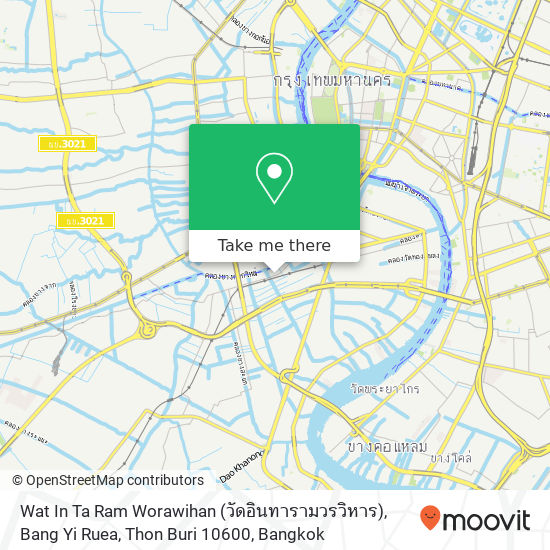 Wat In Ta Ram Worawihan (วัดอินทารามวรวิหาร), Bang Yi Ruea, Thon Buri 10600 map