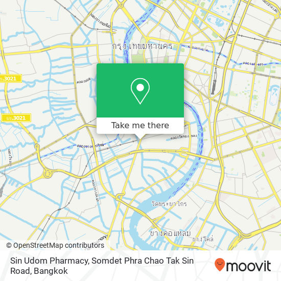 Sin Udom Pharmacy, Somdet Phra Chao Tak Sin Road map