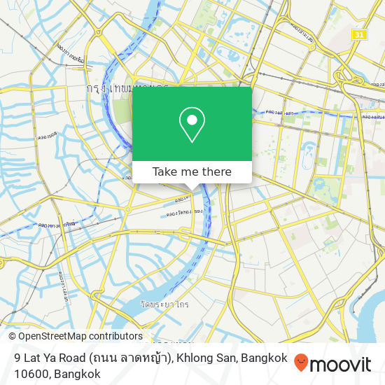 9 Lat Ya Road (ถนน ลาดหญ้า), Khlong San, Bangkok 10600 map