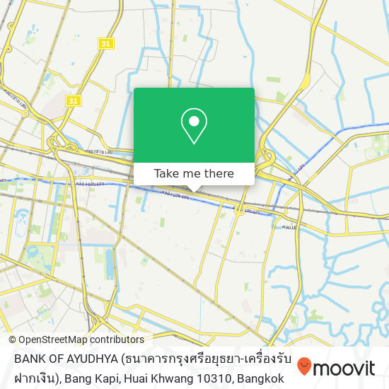 BANK OF AYUDHYA (ธนาคารกรุงศรีอยุธยา-เครื่องรับฝากเงิน), Bang Kapi, Huai Khwang 10310 map