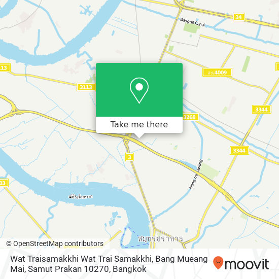 Wat Traisamakkhi Wat Trai Samakkhi, Bang Mueang Mai, Samut Prakan 10270 map