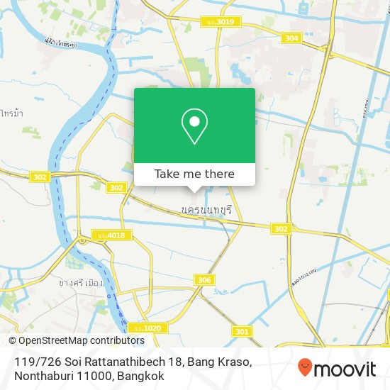 119 / 726 Soi Rattanathibech 18, Bang Kraso, Nonthaburi 11000 map