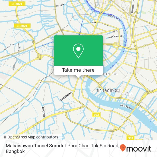 Mahaisawan Tunnel Somdet Phra Chao Tak Sin Road map