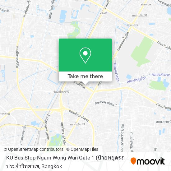 KU Bus Stop Ngam Wong Wan Gate 1 map