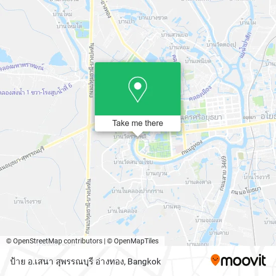 ป้าย อ.เสนา สุพรรณบุรี อ่างทอง map