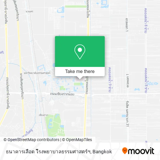 ธนาคารเลือด โีรงพยาบาลธรรมศาสตร์ฯ map