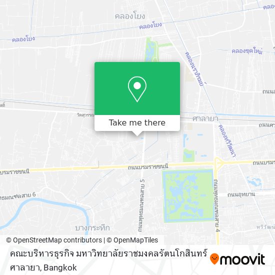 คณะบริหารธุรกิจ มหาวิทยาลัยราชมงคลรัตนโกสินทร์ ศาลายา map