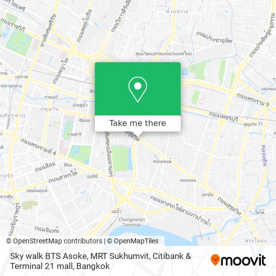 Sky walk BTS Asoke, MRT Sukhumvit, Citibank & Terminal 21 mall map