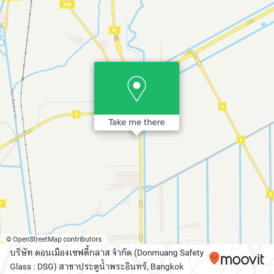 บริษัท ดอนเมืองเซฟตี้กลาส จำกัด (Donmuang Safety Glass : DSG) สาขาประตูน้ำพระอินทร์ map