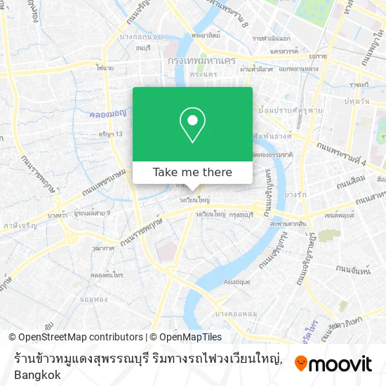 ร้านข้าวหมูแดงสุพรรณบุรี ริมทางรถไฟวงเวียนใหญ่ map