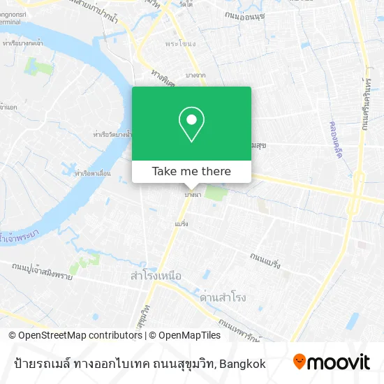 ป้ายรถเมล์ ทางออกไบเทค ถนนสุขุมวิท map