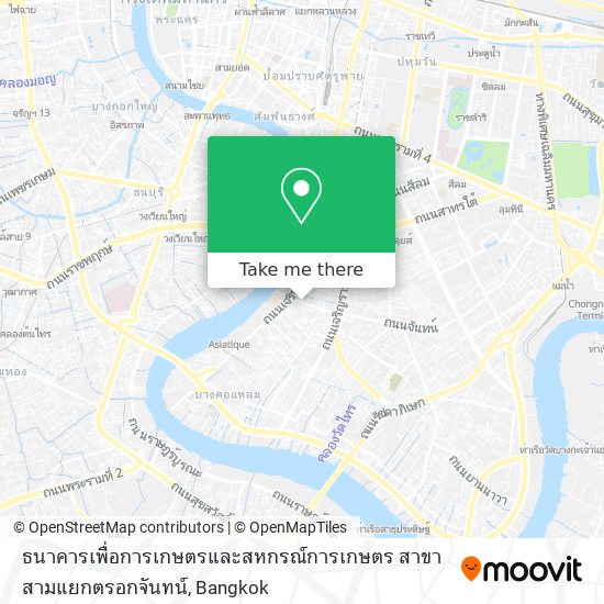 ธนาคารเพื่อการเกษตรและสหกรณ์การเกษตร สาขา สามแยกตรอกจันทน์ map