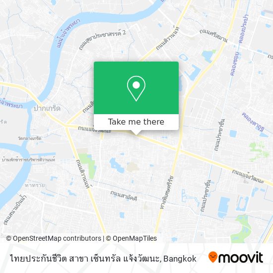 ไทยประกันชีวิต สาขา เซ็นทรัล แจ้งวัฒนะ map