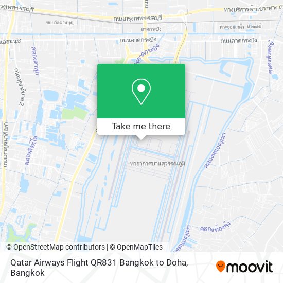 Qatar Airways Flight QR831 Bangkok to Doha map