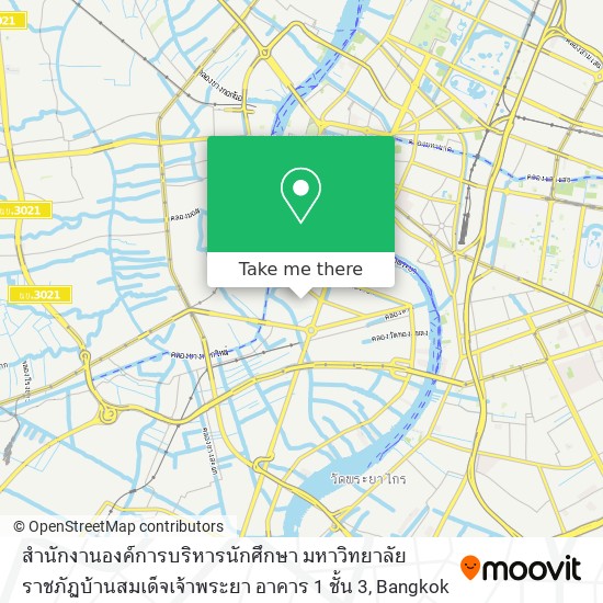 สำนักงานองค์การบริหารนักศึกษา  มหาวิทยาลัยราชภัฏบ้านสมเด็จเจ้าพระยา  อาคาร 1 ชั้น 3 map